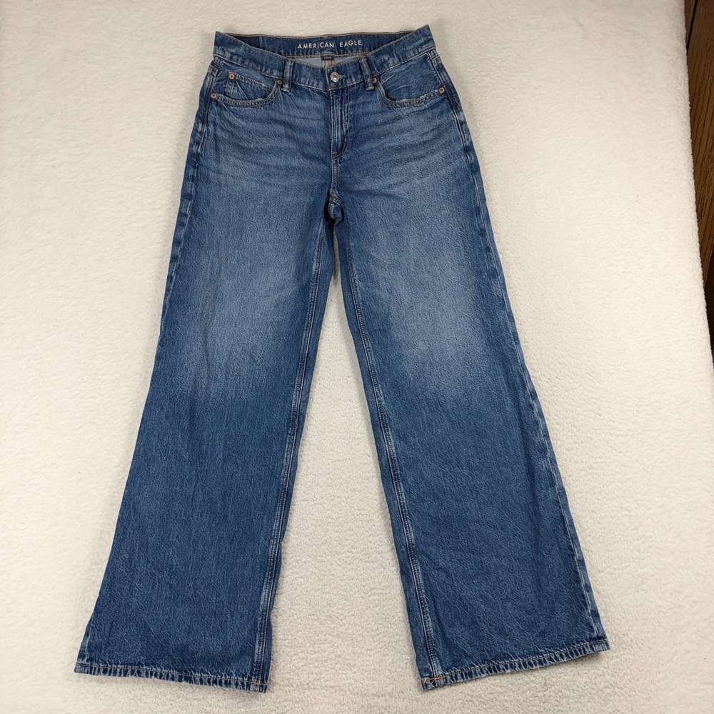 American Eagle Jeans Womens 2 (30x30) Blue Low Rise Ultra Wide Leg Denim